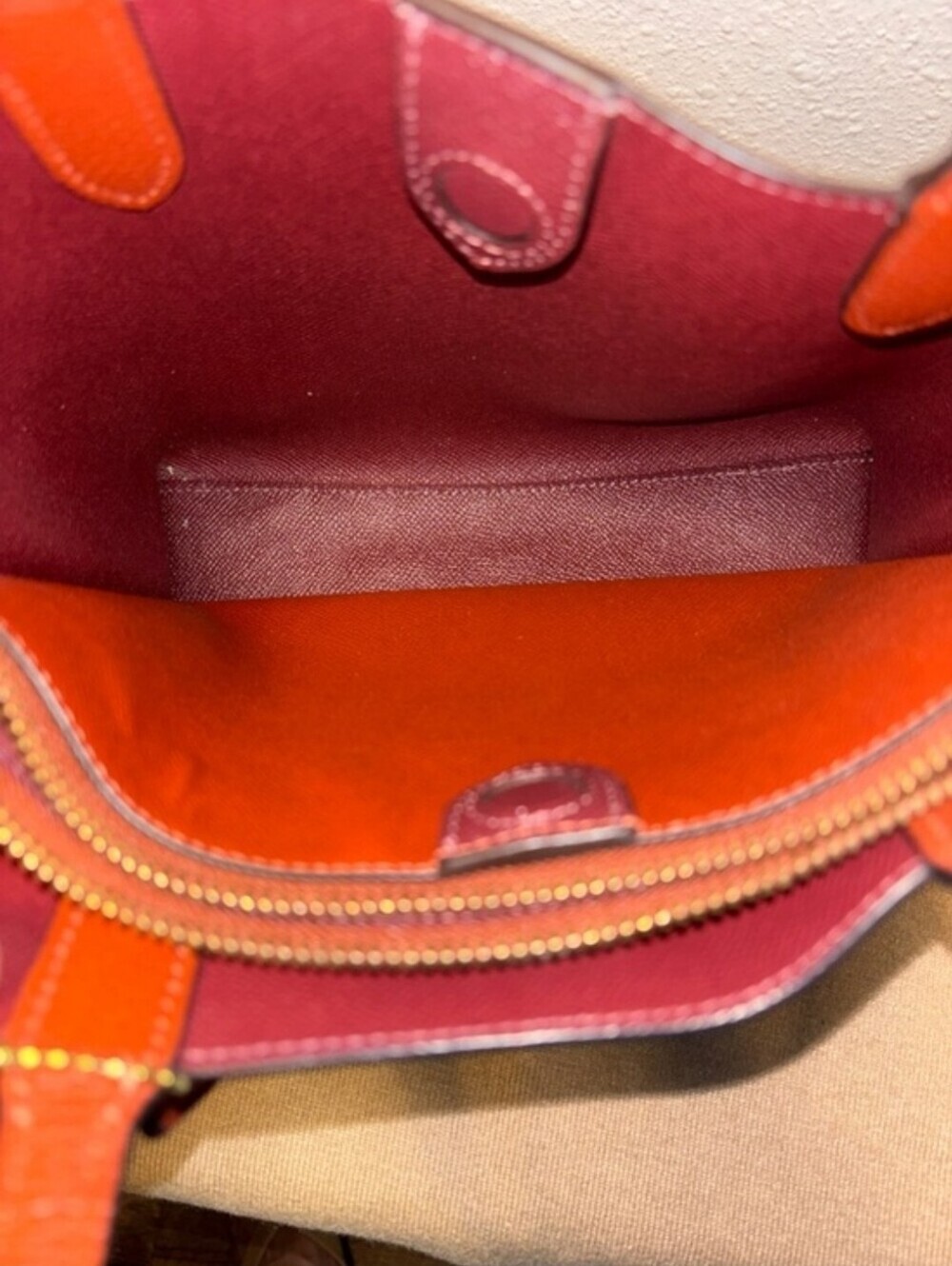 Coach Willow Tote 24 Colorblock Pink & Saddle Pebble Leather Crossbody Satchel - Picture 6 of 10